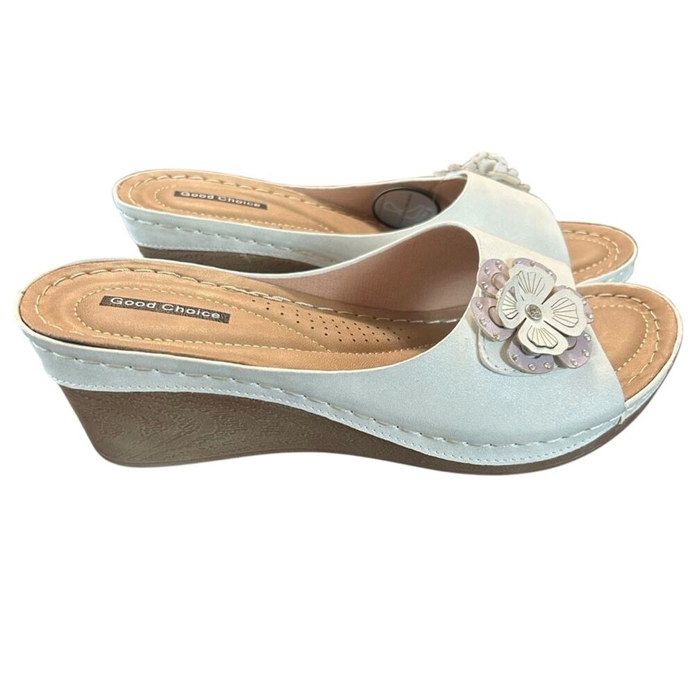 Good Choice Naples White Slide Wedge Comfort Sandal NEW 9.5